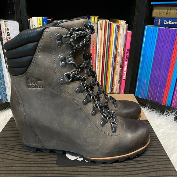 Sorel Conquest Wedge Boots Quarry / Black Size 10 - Picture 3 of 8
